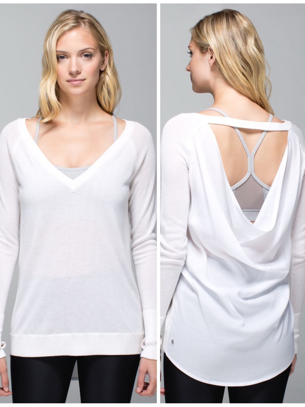 Lululemon Unity Pullover Heathered White / White Size 2 4 Lightweight Pullover